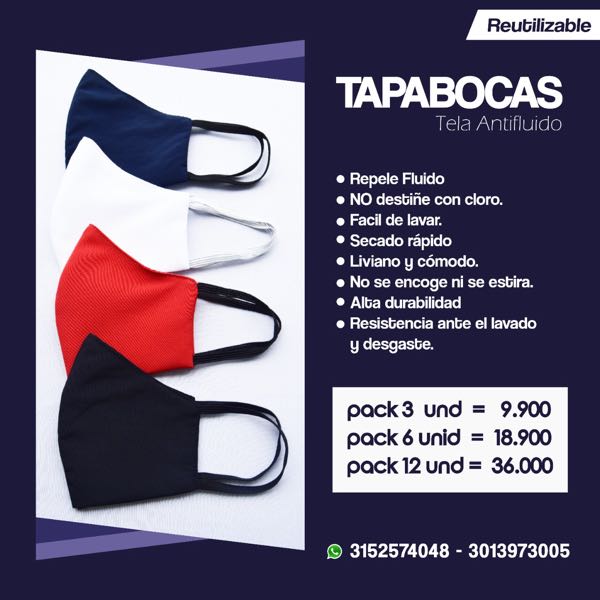 Tapabocas en tela antifluido