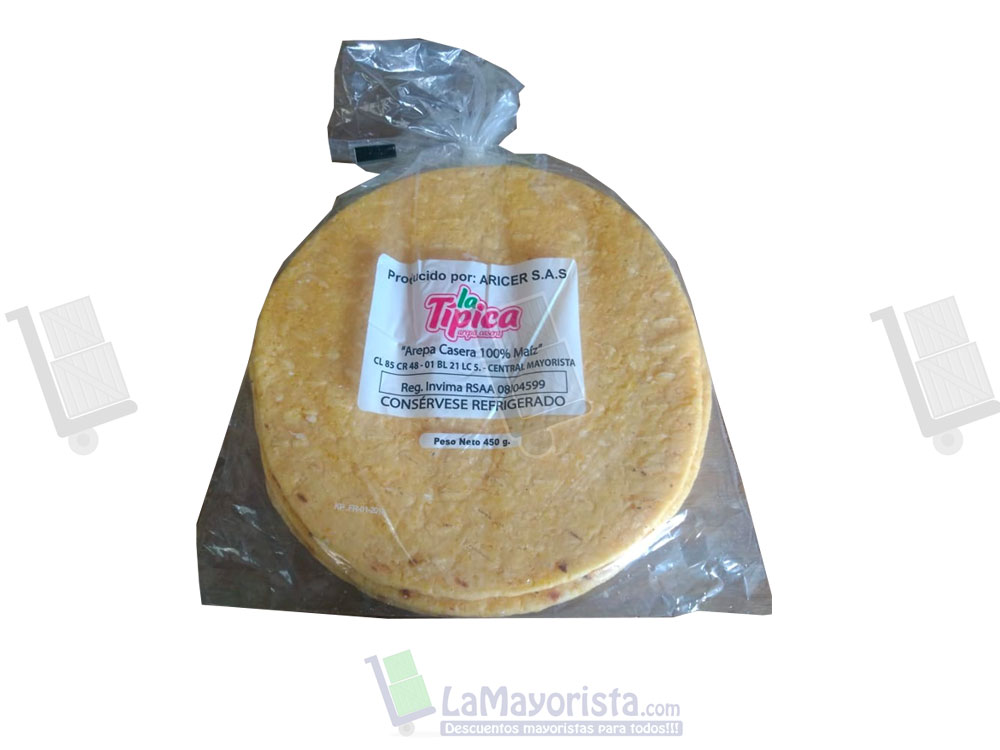 Arepa mediana amarilla x 5 unidades