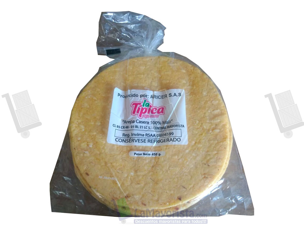 Arepa tela grande amarilla x 5 unidades