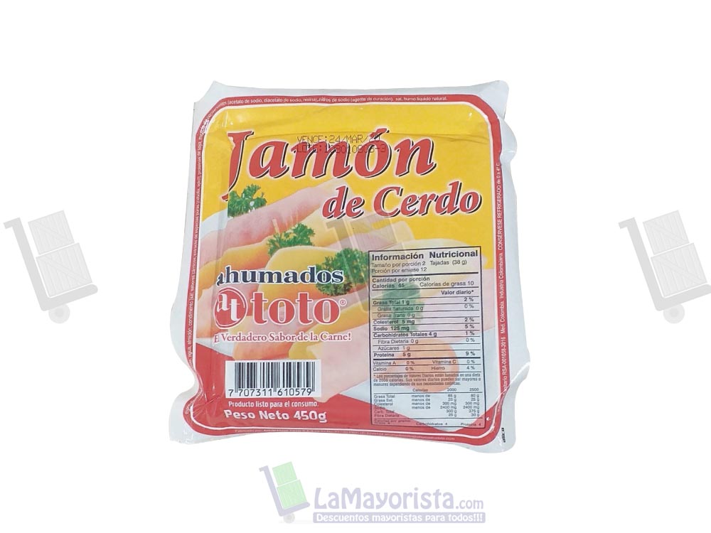 Jamón de cerdo ahumado toto x 450g