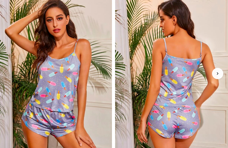 Sets Pijama todo estampado Neblina azul Dulce Talla M cod 27-28