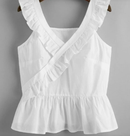 Blusas Volante Liso Blanco Dulce Talla M cod 90