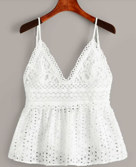 Top de tirante de espalda con nudo con bordado con ojal Talla M cod 73