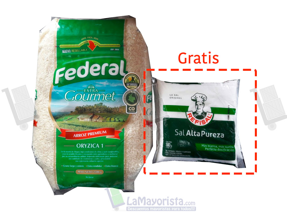 Oferta Arroz federal extra gourmet x2500 gr gratis refisal x500 gr
