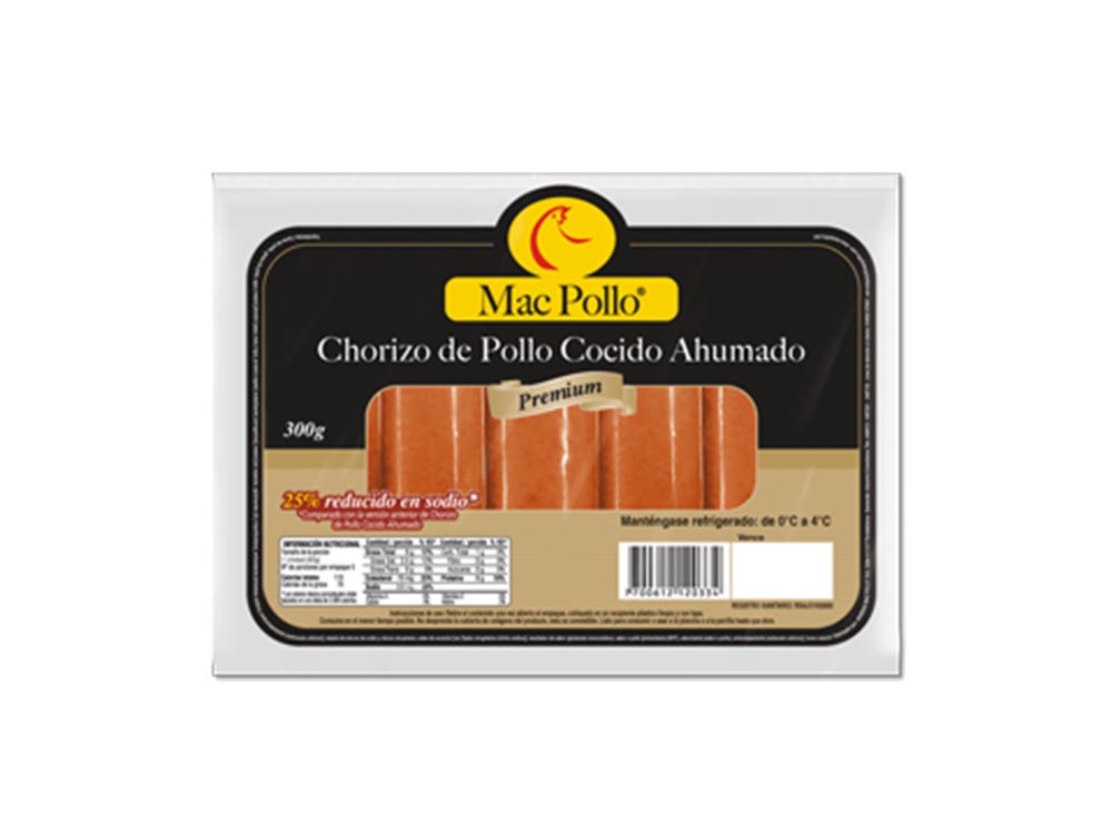 Chorizo de pollo ahumado x 300 gr