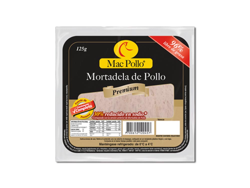 Mortadela de pollo premium x 125 gr