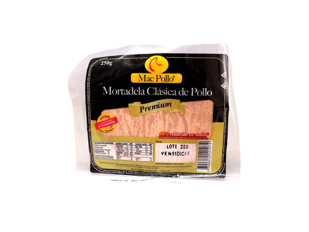 Mortadela de pollo clasica x250 gr