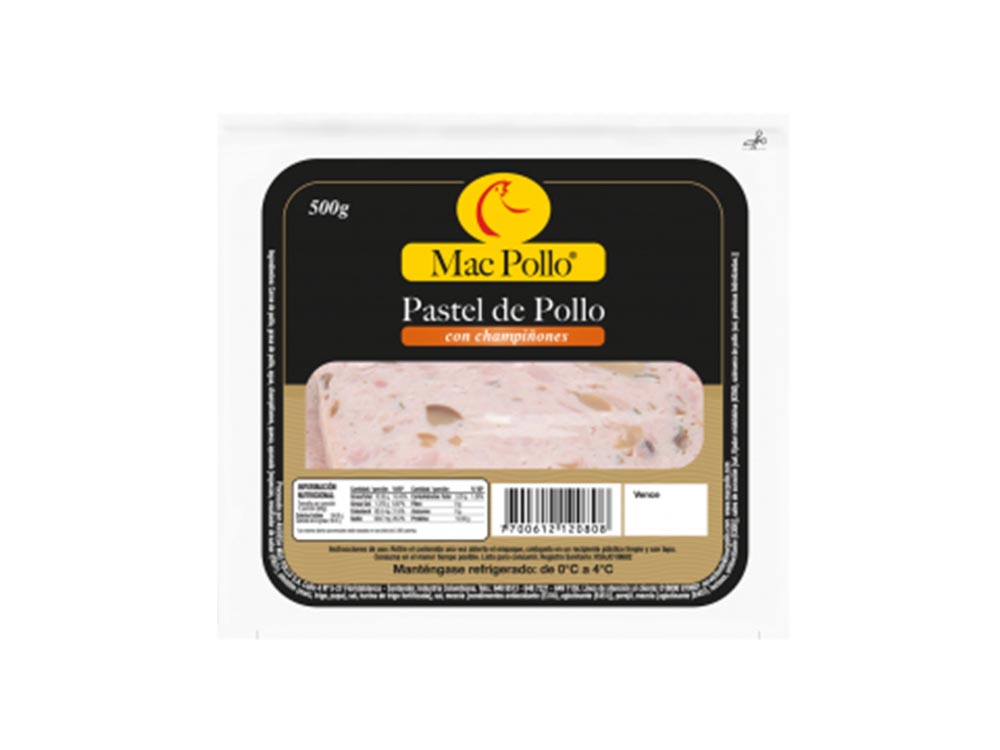 Pastel de pollo con champiñones 500 gr