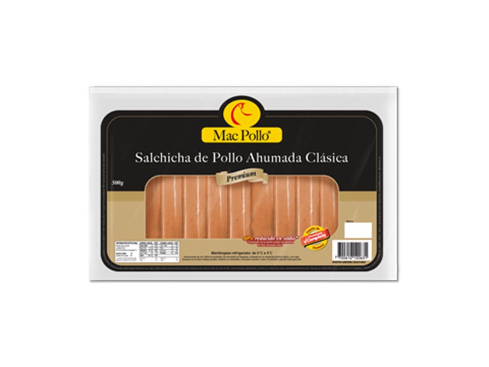 Salchicha de pollo ahumada clásica x 24 und (PROMOCION)