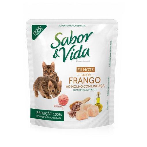 Pouch sabor y vida gatos pollo y linaza x 85 gr