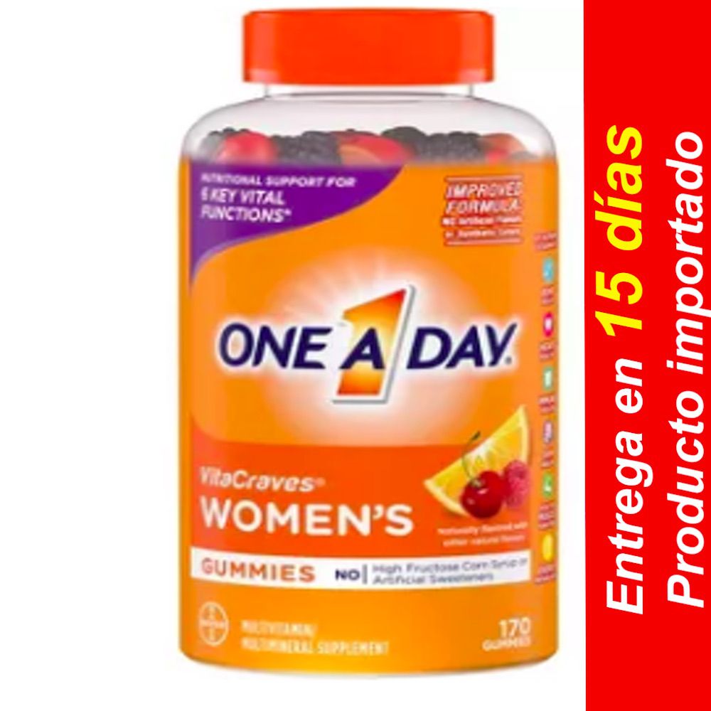Gomitas multivitamínicas VitaCraves One A Day para mujeres: naranja, cereza y bayas-Entrega 15 dias