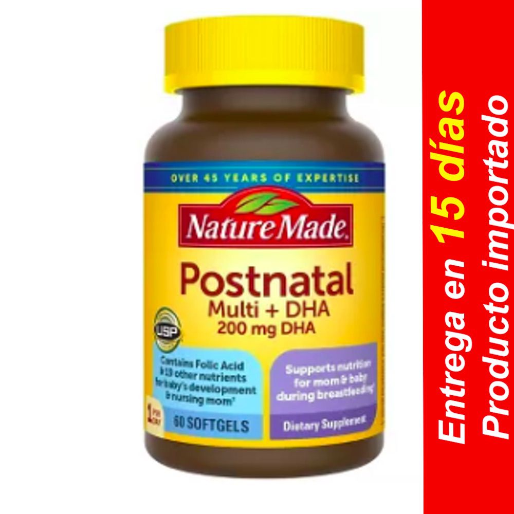 Nature Made Postnatal + DHA Softgels – 60 u- Entrega 15 dias