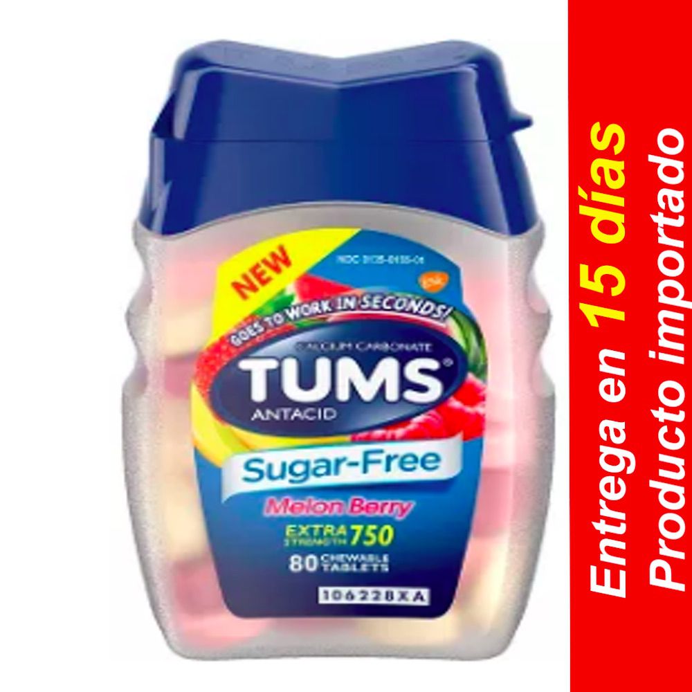TUMS Antiácido Extra Fuerte Sin Azúcar Melon Berry Tableta Masticable 80u- entrega 15 dias