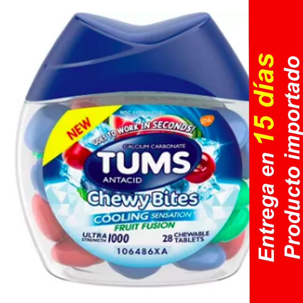 TUMS Chewy Bites con Antiácido de sensación de enfriamiento rápido – 28 U- Entrega 15 dias