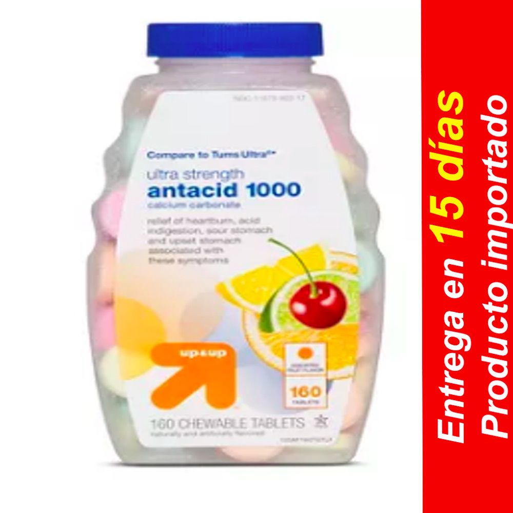 Tabletas masticables de frutas variadas de antiácidos ultra fuertes – 160 u – Up & Up- Entrega 15 dias