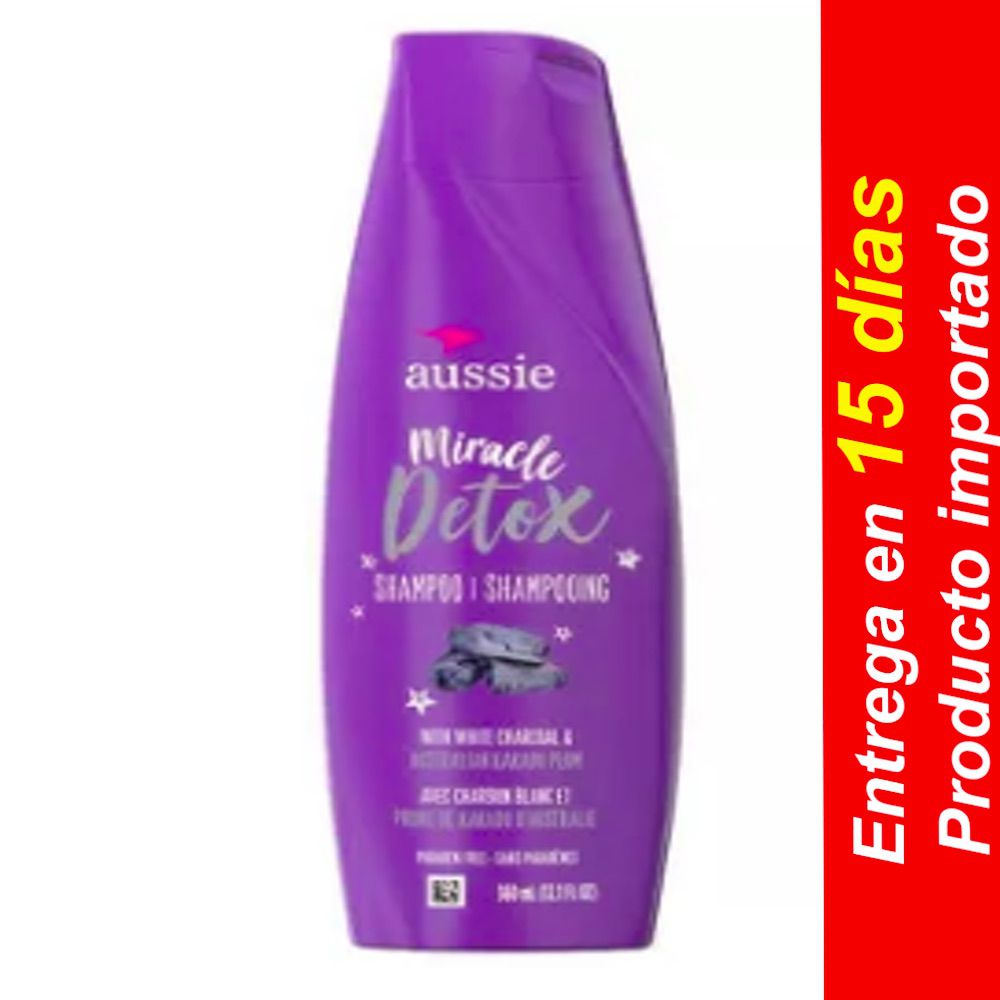 Shampoo Aussie Miracle Detox con carbón y champú australiano de ciruela Kakadu – 12.1 fl oz – Entrega 15 dias