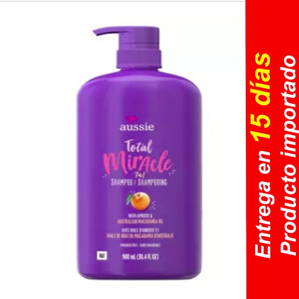 Shampoo Milagro total sin parabenos australiano con albaricoque y macadamia para cabello dañado – 30.4 fl oz-Entrega 15 dias