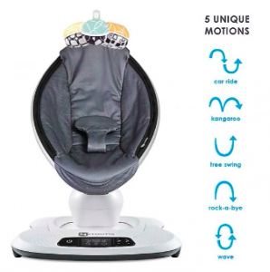 4moms mamaRoo 4 Baby Swing | Bluetooth Baby Rocker con 5 movimientos únicos | Tela de malla fresca | Gris oscuro