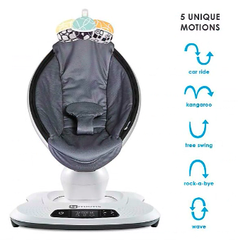 4moms mamaRoo 4 Baby Swing | Bluetooth Baby Rocker con 5 movimientos únicos | Tela de malla fresca | Gris oscuro
