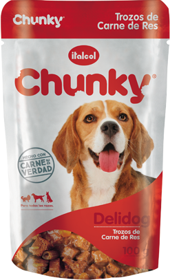 Chunky Delidog trozos carne de res Pouch x 100 gr