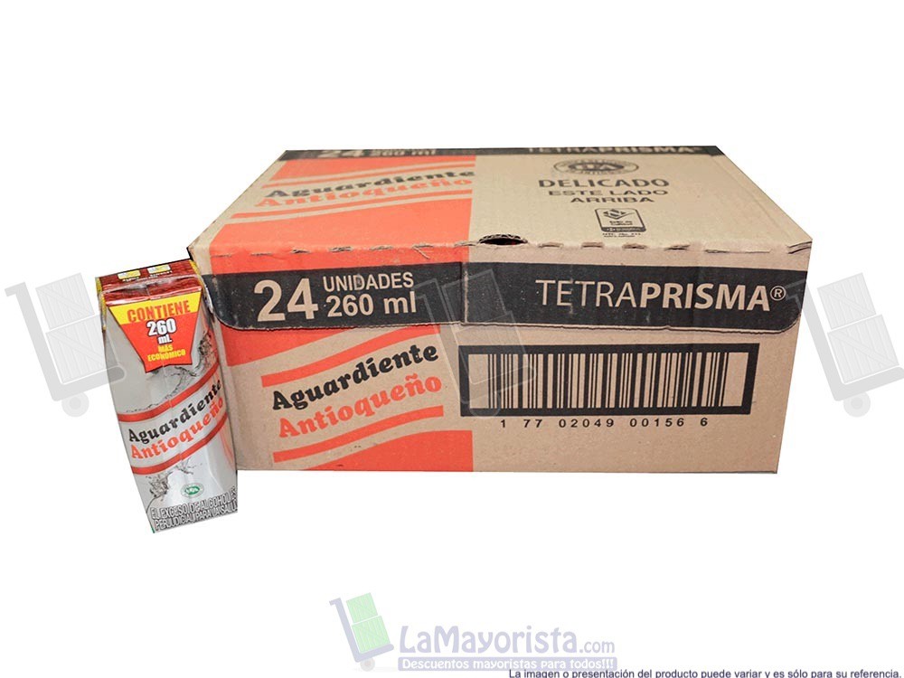 -Al por mayor- Aguardiente Antioqueño 1/4 Tetra 260ml