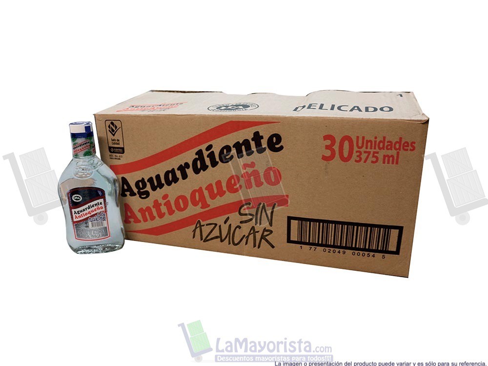 -Al por mayor- Aguardiente Antioqueño Sin Azucar Media 375ml