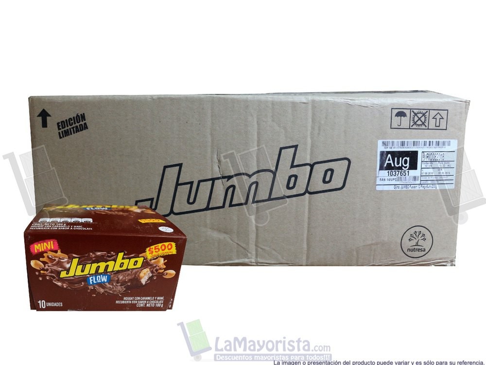 -Al por mayor- Chocolatina Jumbo Flow Mini X10 unidades *18G