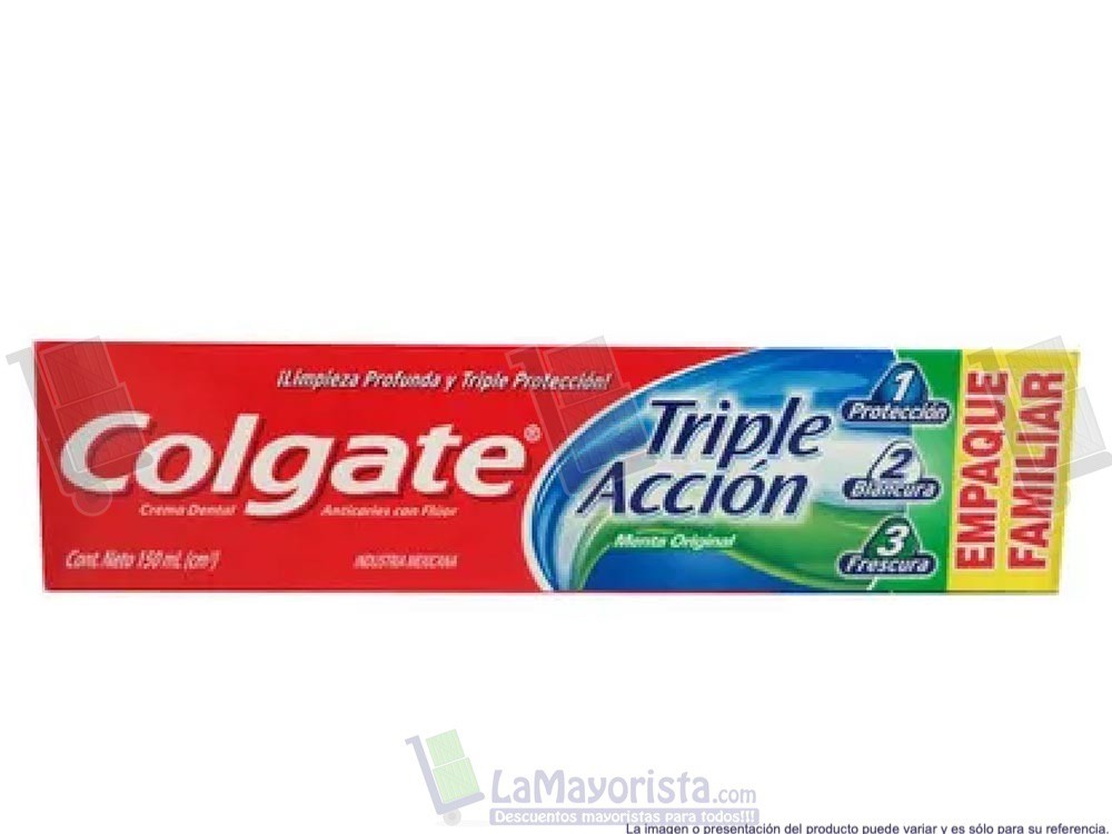 -Al por mayor- Crema de dientes Colgate Tripleaccion 4 X150Cc.