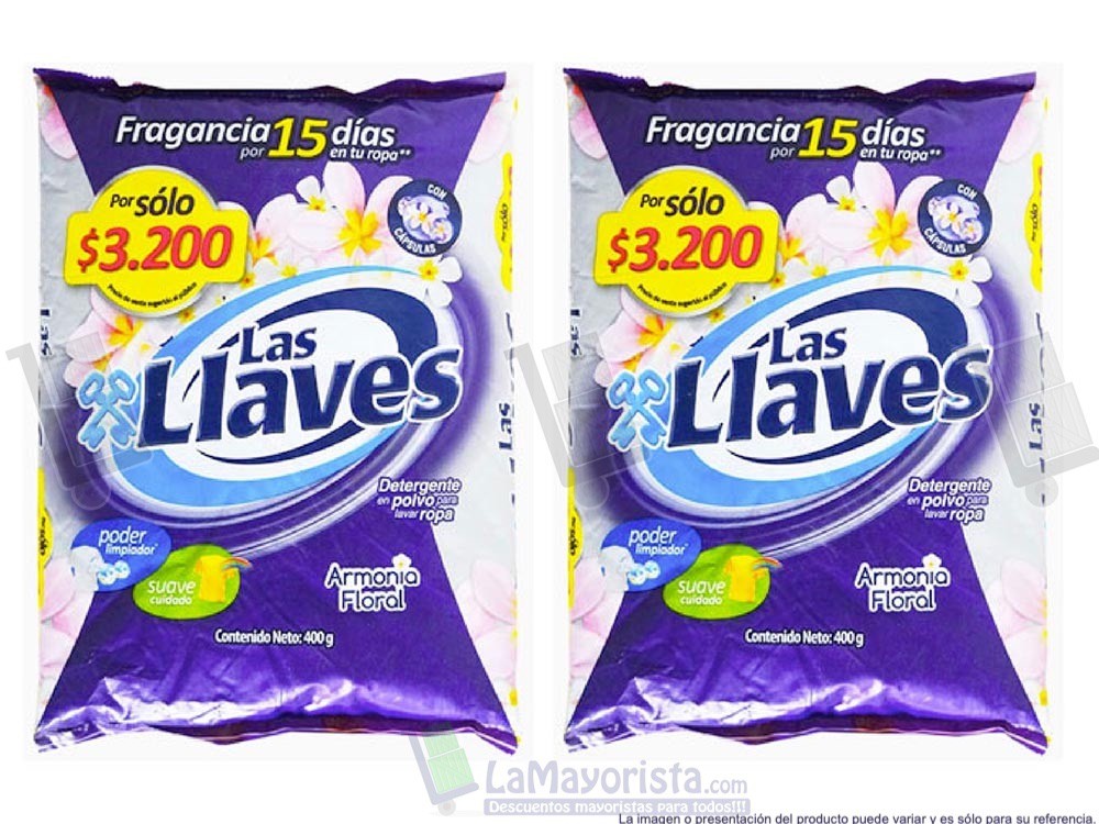 -Al por mayor- Detergente Las Llaves Floral X400Gr.