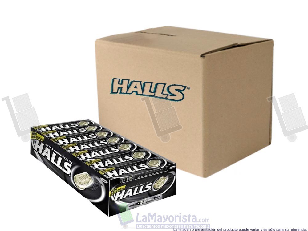 -Al por mayor- HALLS PEPA NEGRO EXTRA FUERTE
