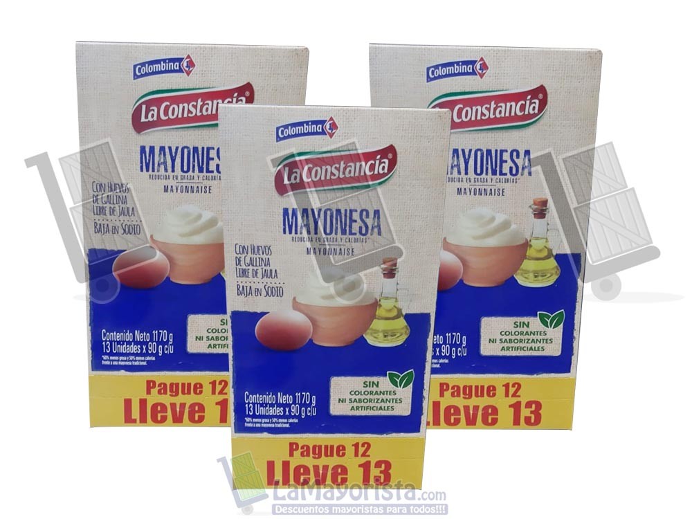 -Al por mayor- Salsa Mayonesa La Constancia X 90G X13 unidades