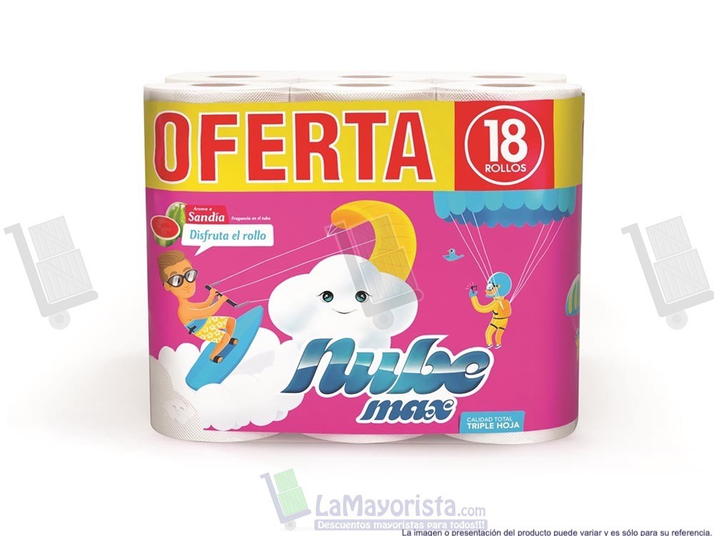 -Al por mayor- Papel higiénico Nube Max X18 unidades