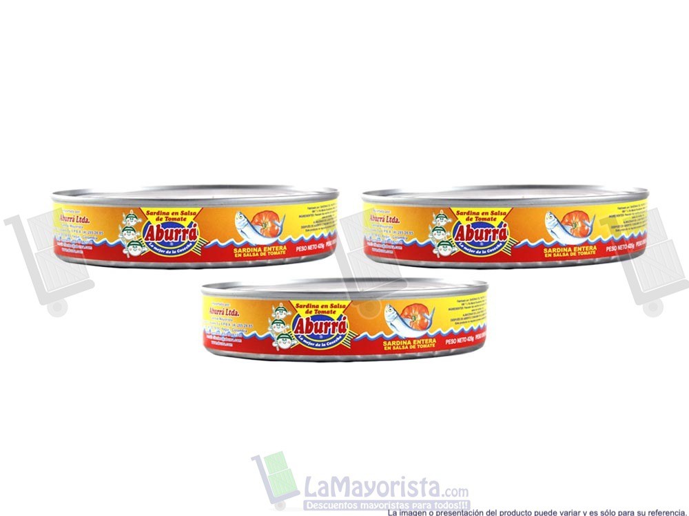 -Al por mayor- Sardina Aburra X 425Gr.  enlatado