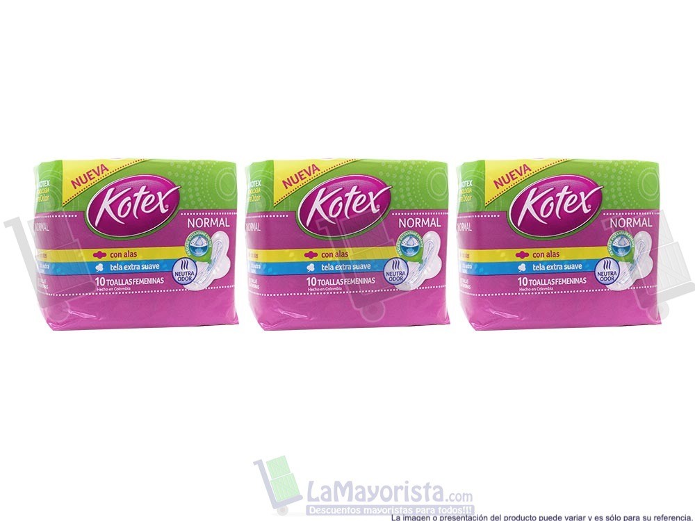 -Al por mayor- Toalla Higiénica Kotex Alasx 10 unidades