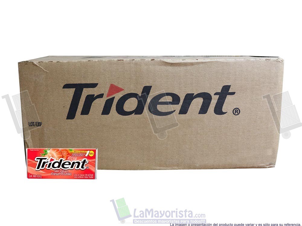 -Al por mayor- Trident X 18 Unidades Fresa Frutilla *30.6G