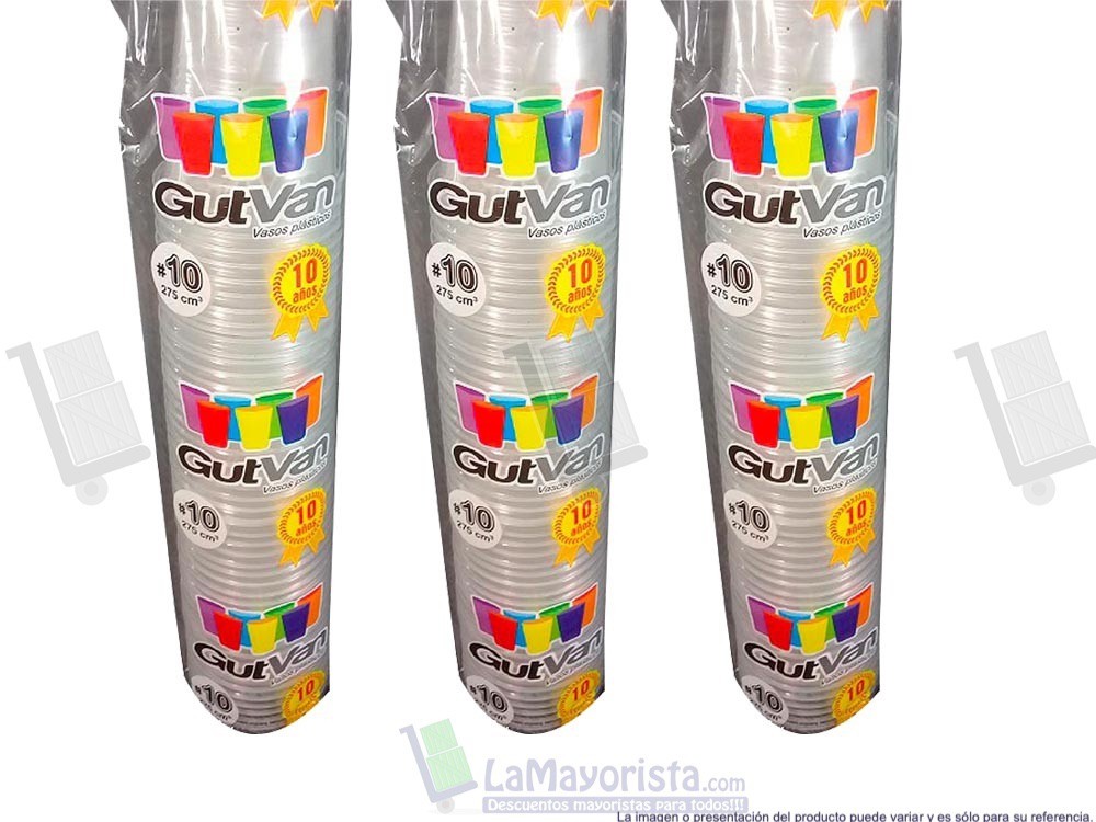 -Al por mayor- Vaso Gutvan 10 Onzas Transparente x 50
