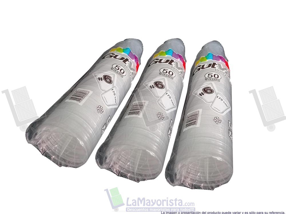 -Al por mayor- Vaso Gutvan 6 Onzas Transparente x 50