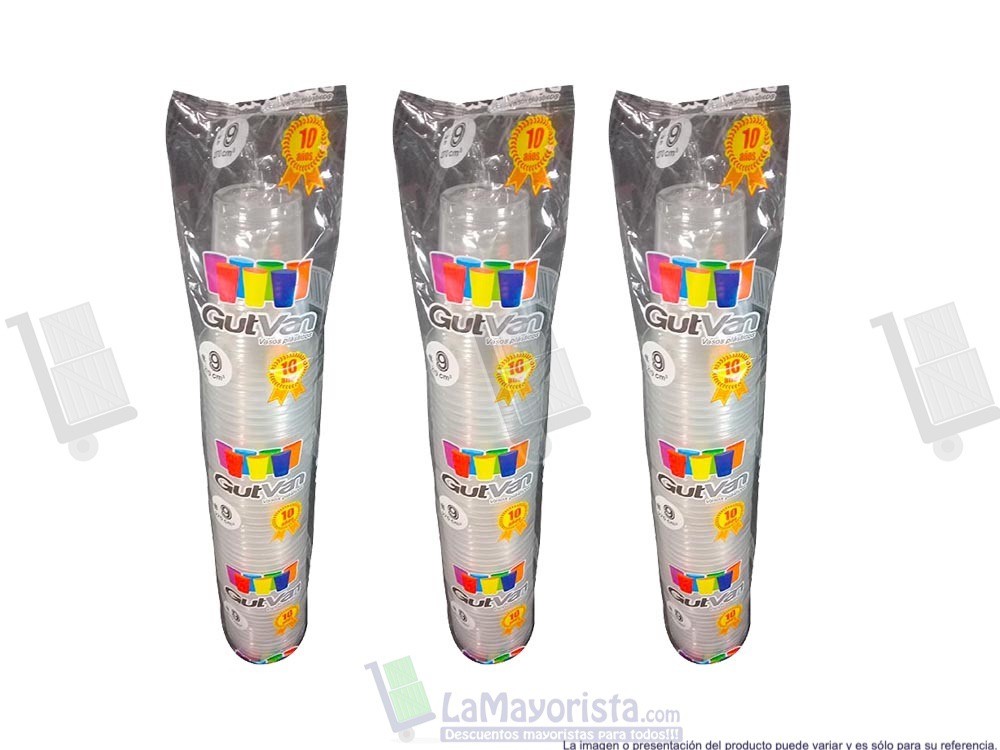 -Al por mayor- Vaso Gutvan 9 Onzas Transparente  x 50