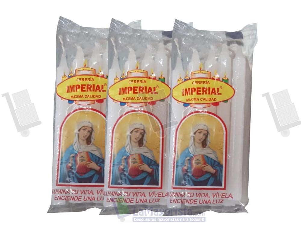 -Al por mayor- VELA 10 F BLANCA PAQUETE X 10 VELAS