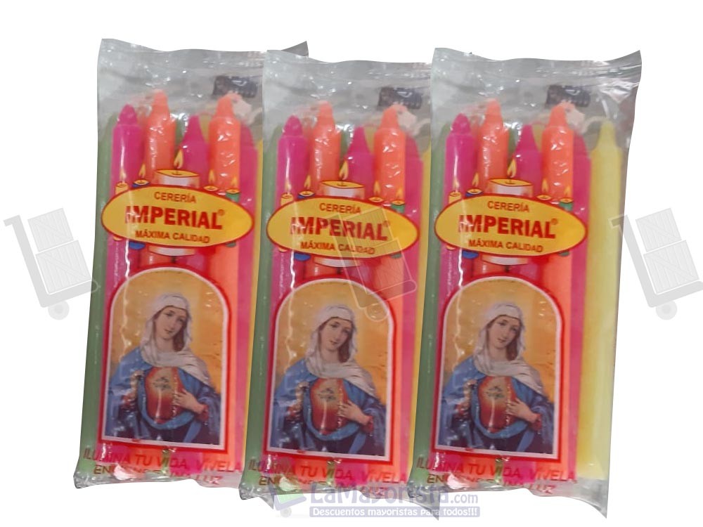 -Al por mayor- VELA 10 F COLOR PAQUETE X 10 VELAS