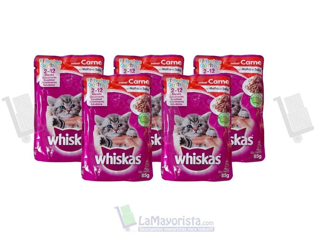 -Al por mayor- SOBRE WHISKAS CACHORROS CARNE X 85gr