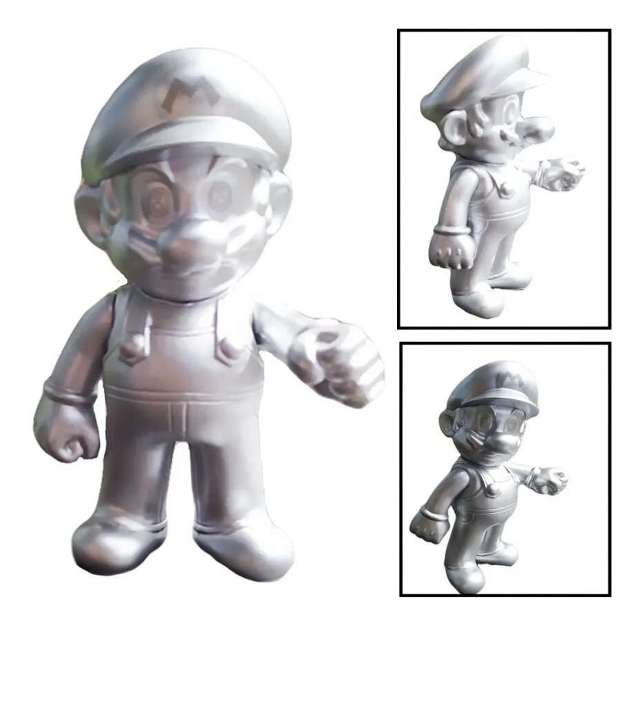 Figura Mario Bros Colección Mario Plateado Juguete Figuras DJ743