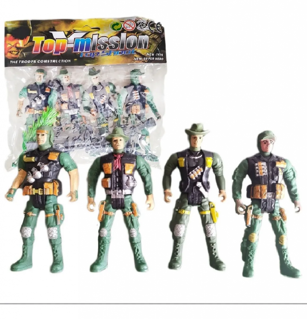 Soldados Militares X4 Juguete Didáctico Armas Juguetería