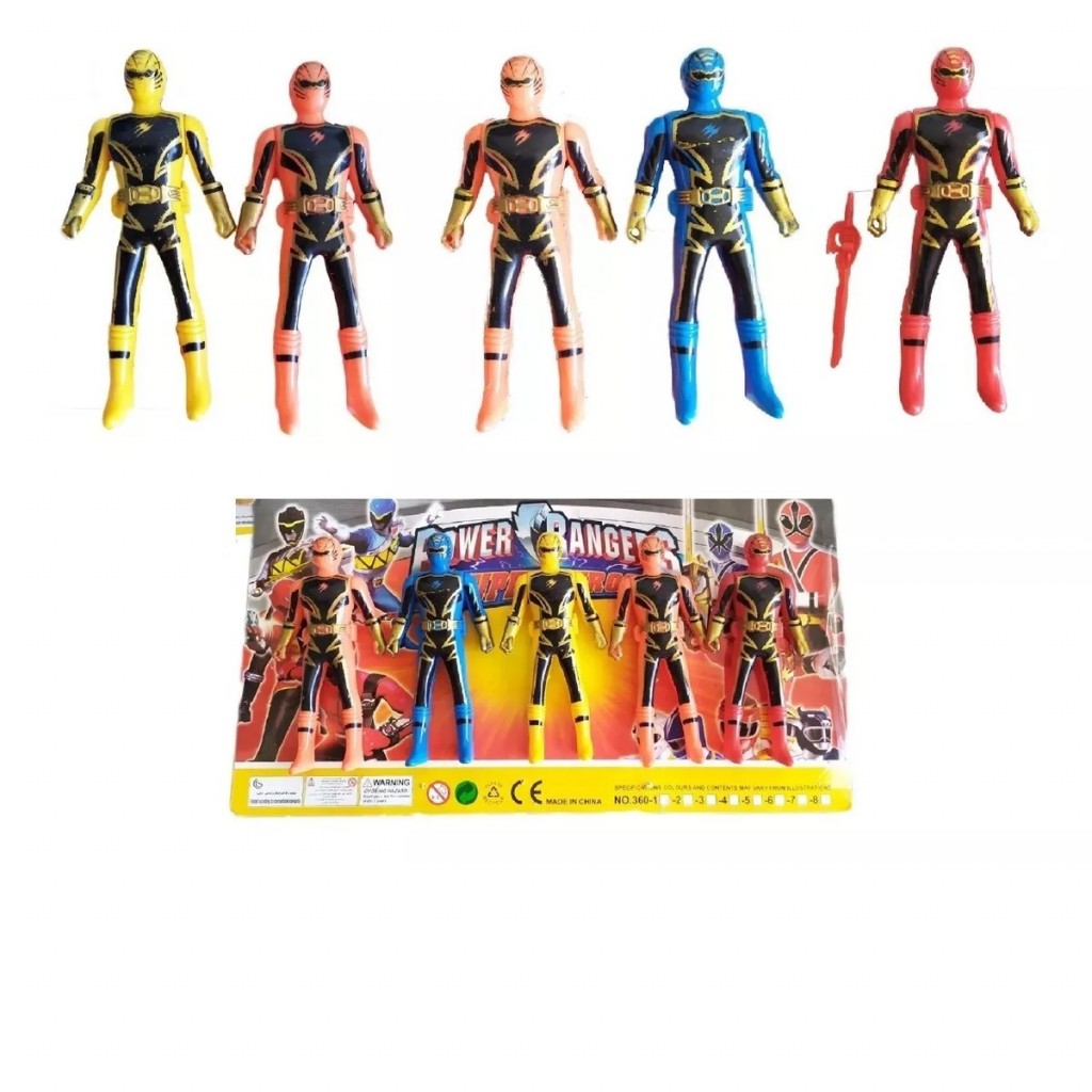 Power Rangers Figuras X5 Juguete Niños Juguetería Acartonado DJ516