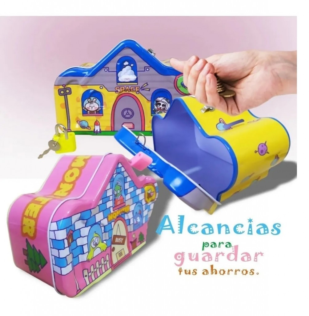 Alcancía Candado Espacio Animal Juegos Colección Jugueteria