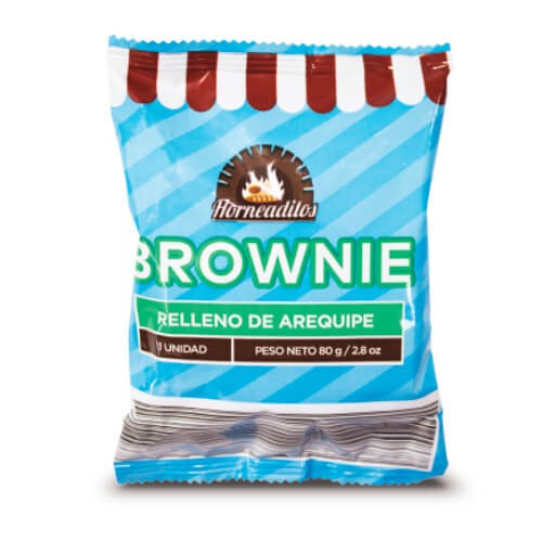 BROWNIE CON AREQUIPE HORNEADITOS 80 GRS