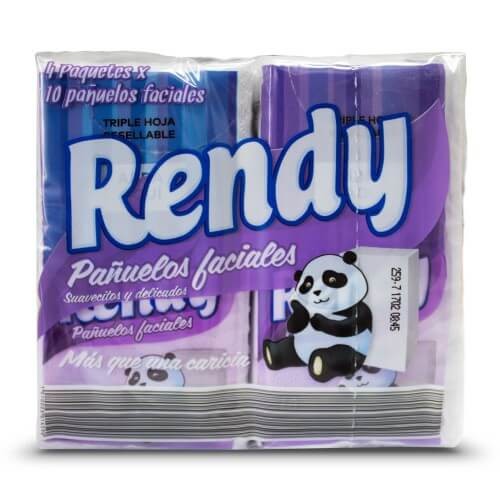 PAÑUELO FACIAL RENDY 4 PAQUETES - 10 UND POR PAQUETE