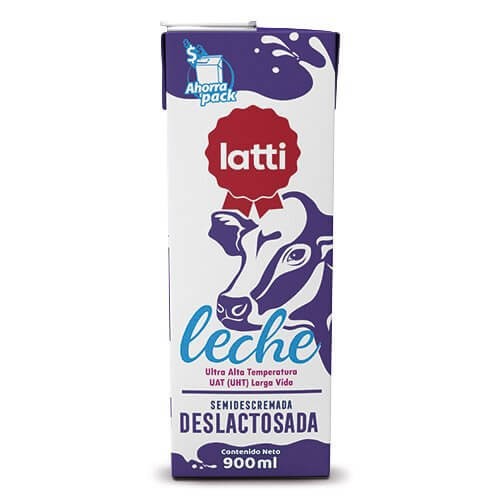 LECHE DESLACTOSADA LARGA VIDA EN TETRA PAK UHT LATTI 900 ML