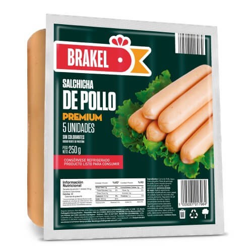 SALCHICHA POLLO PREMIUM BRAKEL 250 G