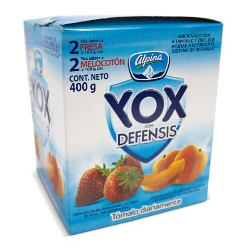 YOX SURTIDO FRESA Y MELOCOTÓN ALPINA 4 UND - 400 G